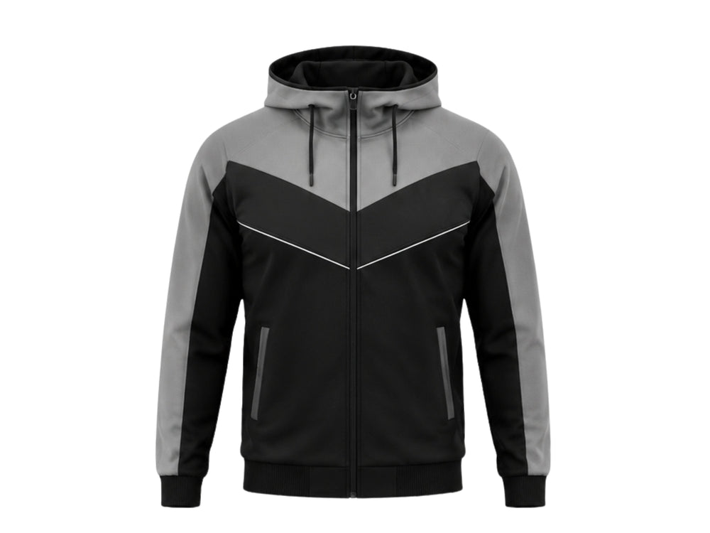 Custom Black & Grey Basketball Warmup Track Suit | Wholesale Team Jacket and Pants front design preview