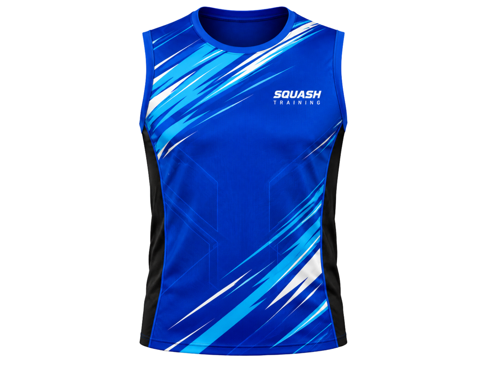 Custom Blue Squash Training Vest – Wholesale Team Shirt front design preview