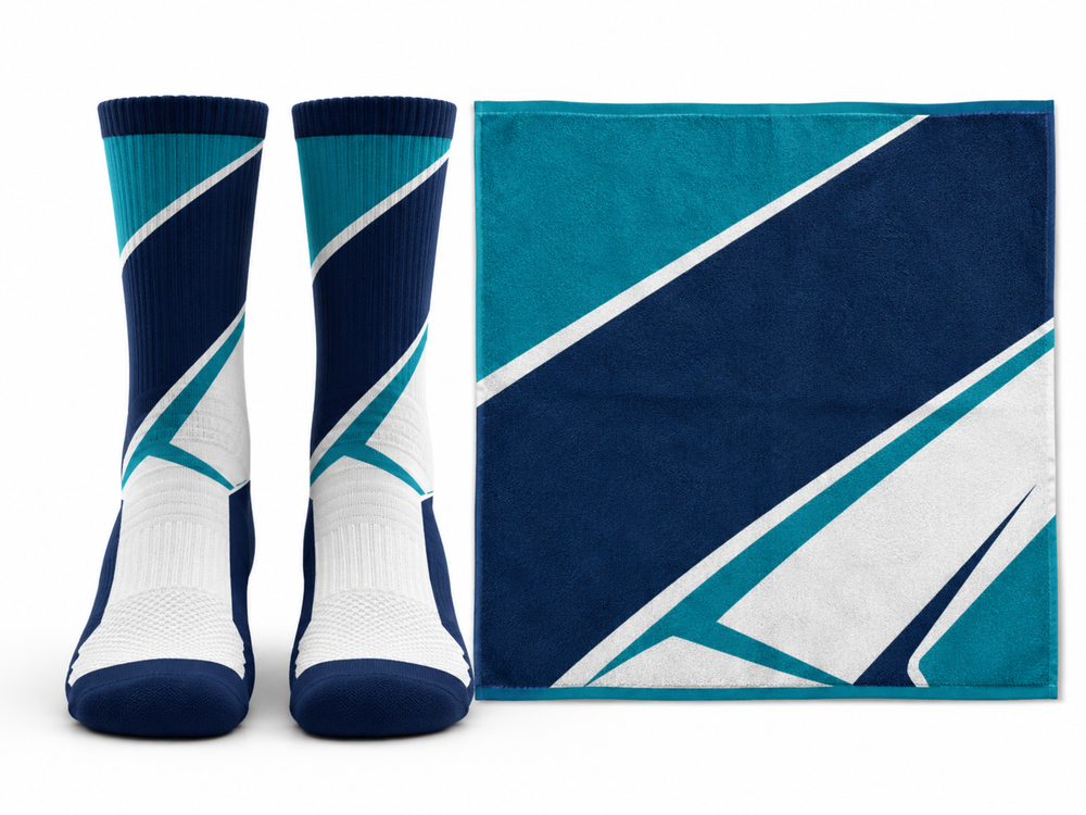Custom Navy Squash Socks & Towel Set – Wholesale Club Accessories front design preview