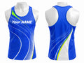 Custom Track & Field Running Singlet | Wholesale Athletics Vest | Blue White Green | Apparels Bridge