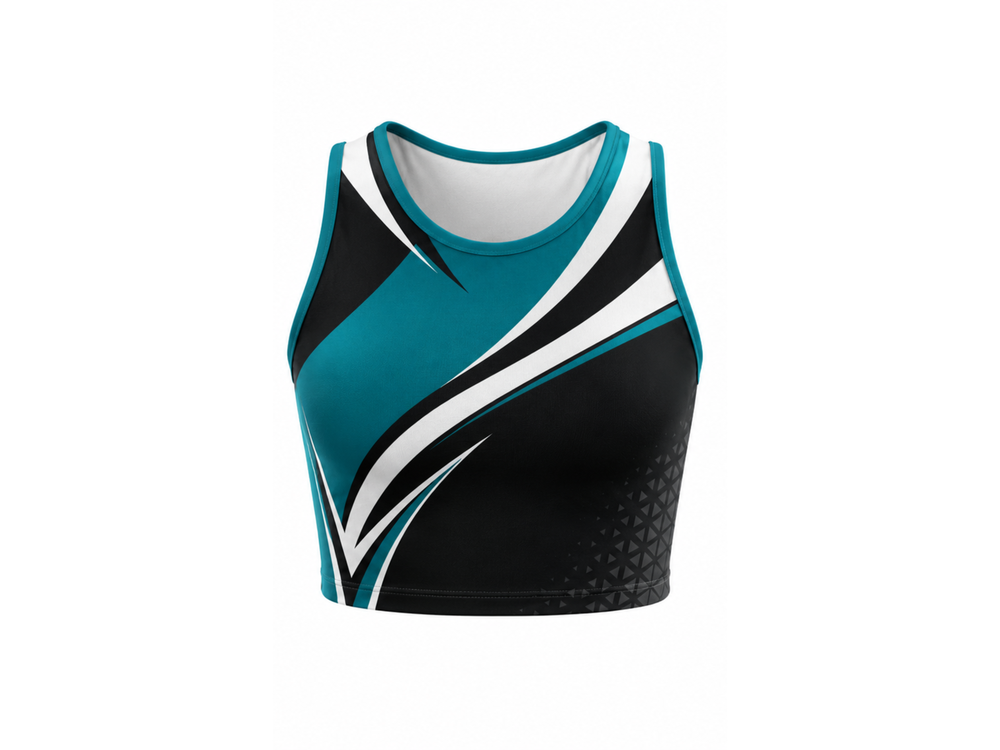 Custom Cheer-Leading Jersey Teal/White/Black Low MOQ Wholesale Fully Customizable Team Uniform front design preview