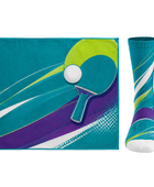 Custom ping pongTowel and Socks Set – Teal Purple Ping Pong Accessories for Wholesale Buyers