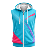 Blue & Pink Sleeveless Sports Hoodie – Team Athletic Hoodie, Wholesale Bulk, Low MOQ
