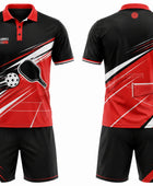 Custom Men's Pickleball Polo and Shorts Set | Wholesale Pickleball Team Uniform | Black Red White | Apparels Bridge