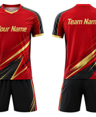 Red, Black & Gold Ping Pong Uniform – Team Table Tennis Jersey & Shorts, Wholesale Bulk, Low MOQ