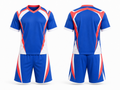 Wholesale Lacrosse Uniform Set – Blue & Red Performance Jersey & Shorts – Bulk Order, Low MOQ Team Sportswear