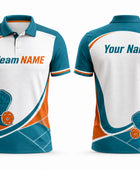 Custom Pickleball Jersey | Wholesale Pickleball Team Polo | Teal White Orange | Apparels Bridge