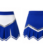 Wholesale Cheerleading Skirt blue, white and silver Pleated Low MOQ Bulk Team Uniform
