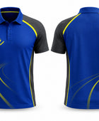 Custom Track & Field Coach Polo Shirt | Wholesale Athletics Staff Polo | Blue Black Yellow | Apparels Bridge