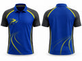 Custom Track & Field Coach Polo Shirt | Wholesale Athletics Staff Polo | Blue Black Yellow | Apparels Bridge