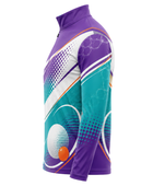 Custom Table Tennis Quarter Zip Top – Purple Teal Ping Pong Teamwear for Wholesale Buyers