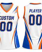 Custom White Blue Volleyball Sublimated Vest Jersey – Sleeveless Team Uniform
