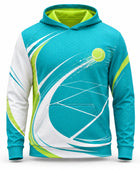 Custom Teal Tennis Hoodie  White Lime Team Warm-Up Hoodie for Clubs