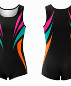 Custom Training Gymnastics Leotard | Wholesale Gym Team Leotard | Black Pink Teal Orange | Apparels Bridge