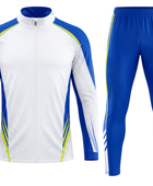 Custom White Blue Soccer Tracksuit | Wholesale Team Warmup Jacket and Pants Set