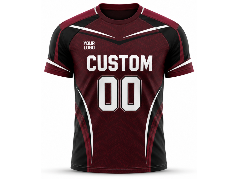 Custom Maroon Rugby Fanwear Shirt | Wholesale Team Store Supporter Shirt front design preview