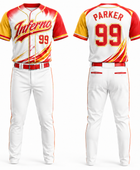 Custom White Red Yellow Baseball Uniform | Wholesale Team Jersey and Pants Set for Bulk Orders