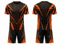 Black & Orange Axe Throwing Uniform – Bulk Team Jersey & Shorts, Low MOQ, Wholesale Performance Set