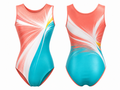 Coral & Turquoise Gymnastics Leotard – Wholesale Bulk Team Kit, Low MOQ, B2B Performance Apparel