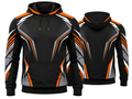 Custom Black Orange Rugby Hoodie | Wholesale Team Warmup Hoodie for Clubs Schools and Bulk Orders