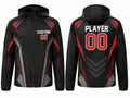 Custom Black Red Soccer Hoodie Jacket | Wholesale Team Outerwear for Bulk Orders
