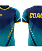Custom Navy Teal Soccer Coach Shirt | Wholesale Team Staff Shirt for Bulk Orders