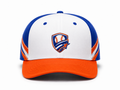 Custom White Blue Orange Baseball Cap | Wholesale Team Hat for Bulk Orders and Private Label