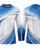 Custom Sublimated Fishing Tournament Jersey | Wholesale Fishing Team Jersey | Blue White Gradient | Apparels Bridge