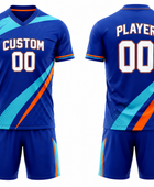 Custom Blue Soccer Training Wear | Wholesale Short Sleeve Team Kit for Bulk Orders