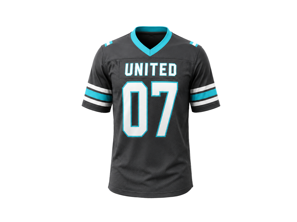 Black Custom Football Jersey – Wholesale In-House Bulk Team Uniform, Low MOQ, B2B Performance Apparel front design preview