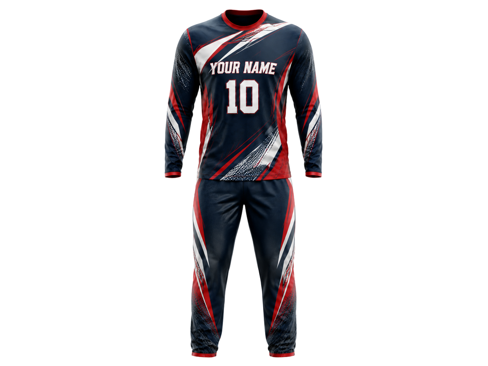 B2B Corn Hole Uniform Red & navy Team Jersey & Pants Low MOQ front design preview