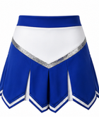 Wholesale Cheerleading Skirt blue, white and silver Pleated Low MOQ Bulk Team Uniform