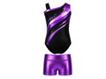 Custom Gymnastics Unitard | Wholesale Long Sleeve Leotard and Leggings Set | Purple Black Sparkle | Apparels Bridge