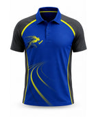 Custom Track & Field Coach Polo Shirt | Wholesale Athletics Staff Polo | Blue Black Yellow | Apparels Bridge