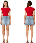 Custom Women’s Light Blue Denim Mini Skirt for Private Labels