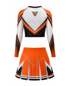 Wholesale Orange Cheerleading Uniform – Matching Top & Skirt, Custom Team Name, Player Number, Low MOQ