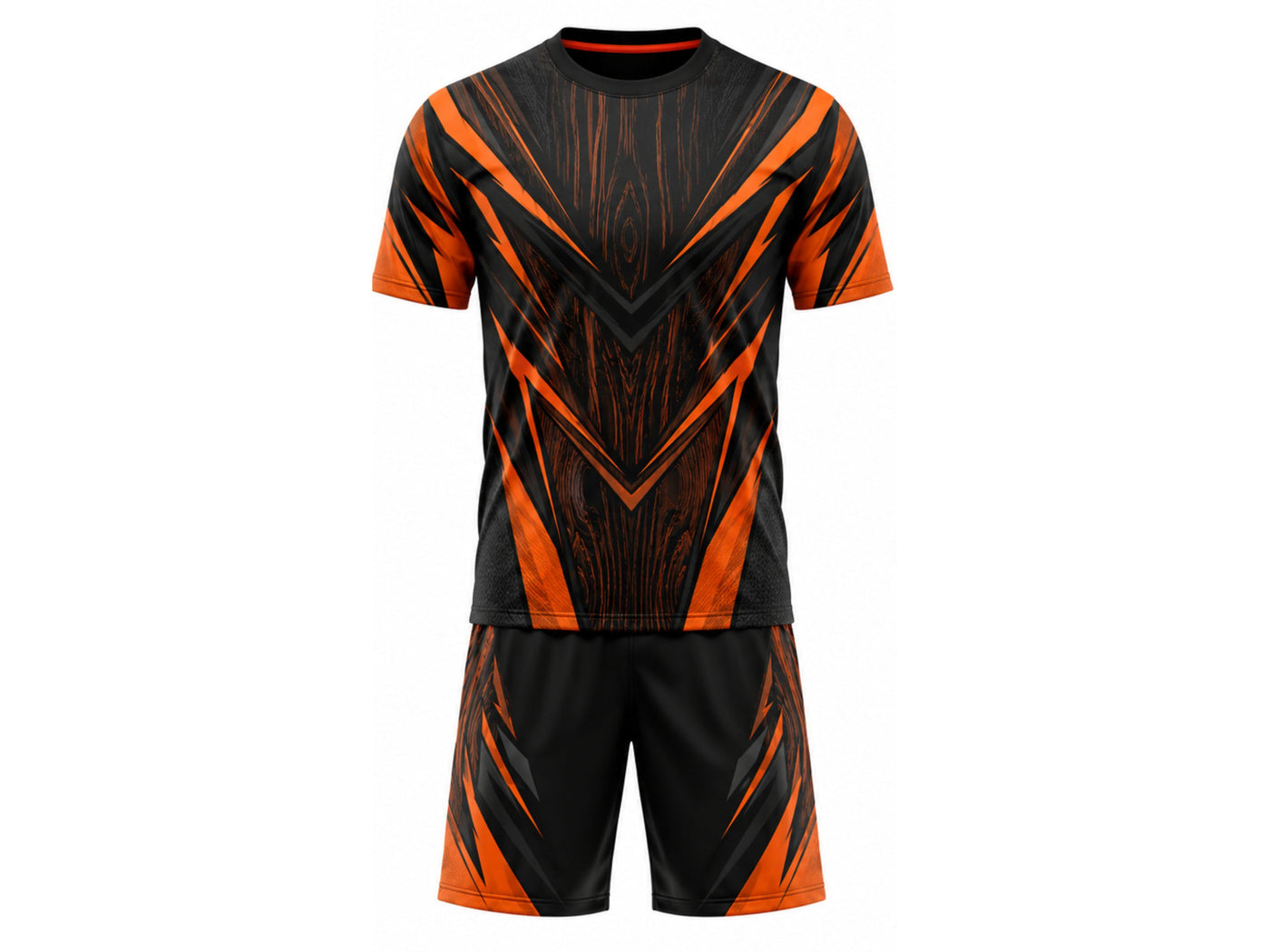 Black & Orange Axe Throwing Uniform – Bulk Team Jersey & Shorts, Low MOQ, Wholesale Performance Set
