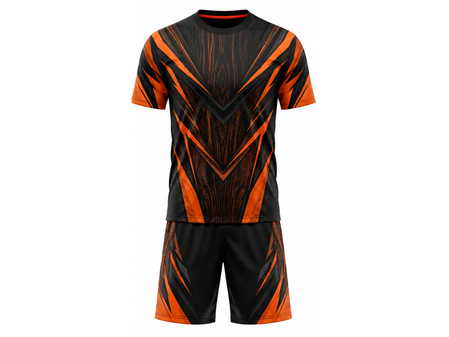 Black & Orange Axe Throwing Uniform – Bulk Team Jersey & Shorts, Low MOQ, Wholesale Performance Set design preview