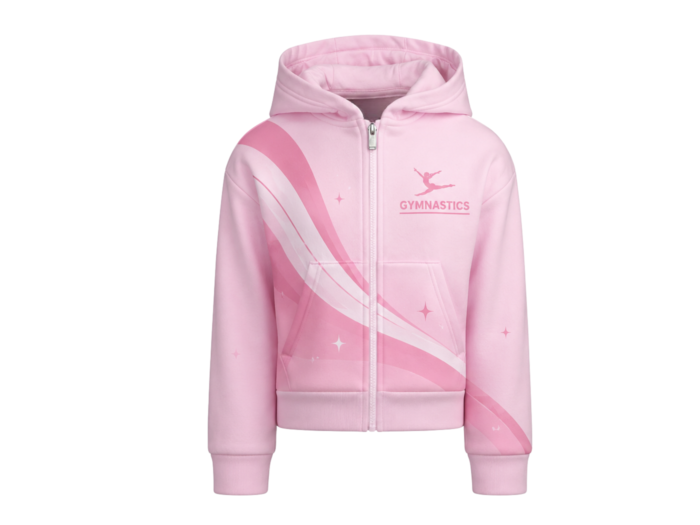 Custom Gymnastics Team Hoodie | Wholesale Gym Club Full-Zip Hoodie | Light Pink White | Apparels Bridge