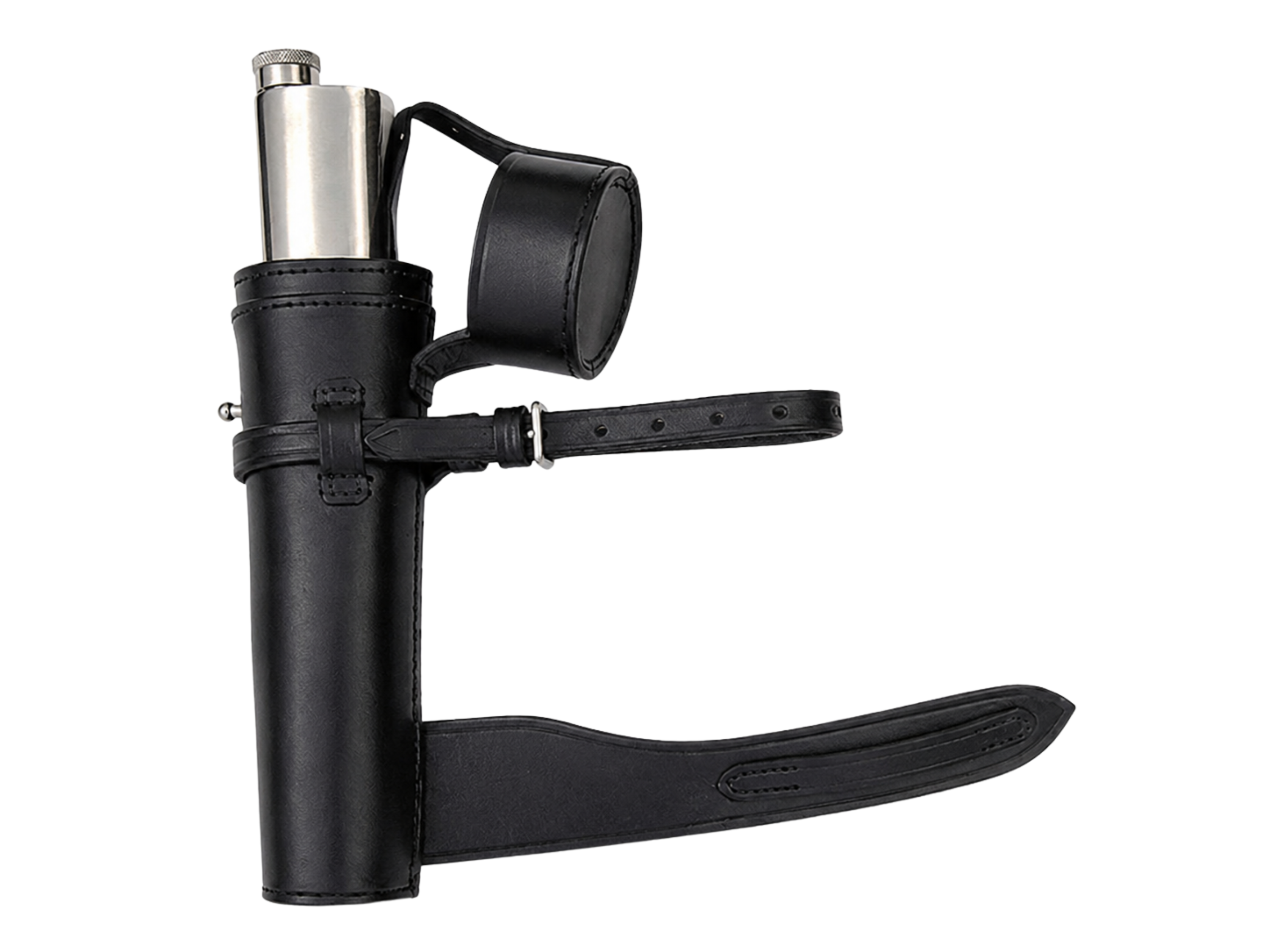 Drink Flask Leather Cover for Hunting with Belt Holder – Black | B2B Low MOQ