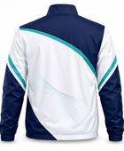 Custom White Navy Tennis Warm Up Jacket Teal Team Jacket for Clubs