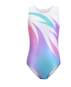 Custom Sublimation Gymnastics Leotard | Wholesale Gym Team Leotard | White Pink Purple Teal | Apparels Bridge