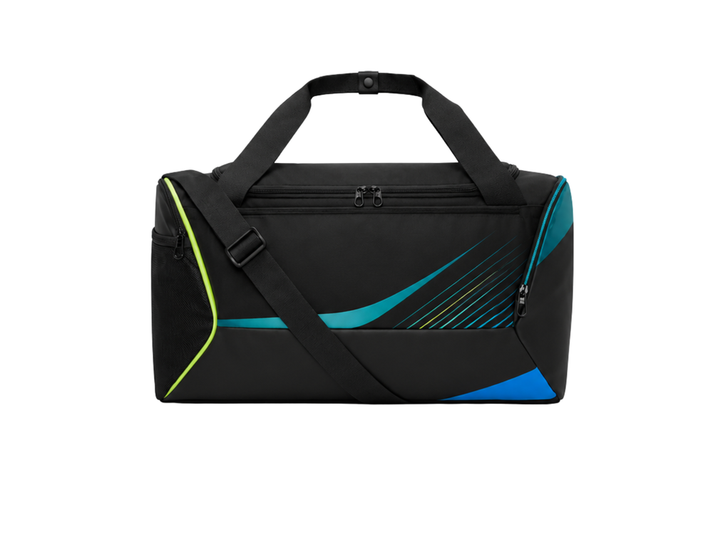 Custom Volleyball Duffle Bag – Black Teal Team Sports Bag for Wholesale front design preview