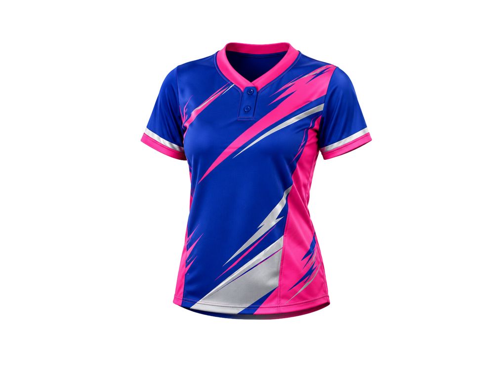 Blue & Pink Custom Softball Jersey – Wholesale Bulk Team Kit, Low MOQ, B2B Performance Apparel front design preview