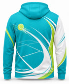 Custom Teal Tennis Hoodie  White Lime Team Warm-Up Hoodie for Clubs