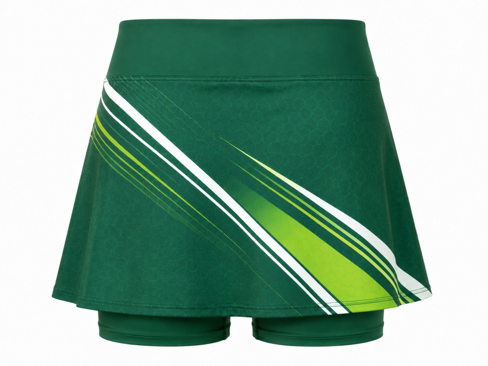 Custom Green Women Tennis Skort – Lime White Team Skirt for Clubs front design preview