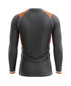 Custom MMA Rash Guard Full Sleeve – Charcoal Orange Combat Teamwear for Wholesale Buyers