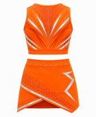 Custom Orange Competition Cheer Uniform – Sleeveless Crop Top & Skirt Set