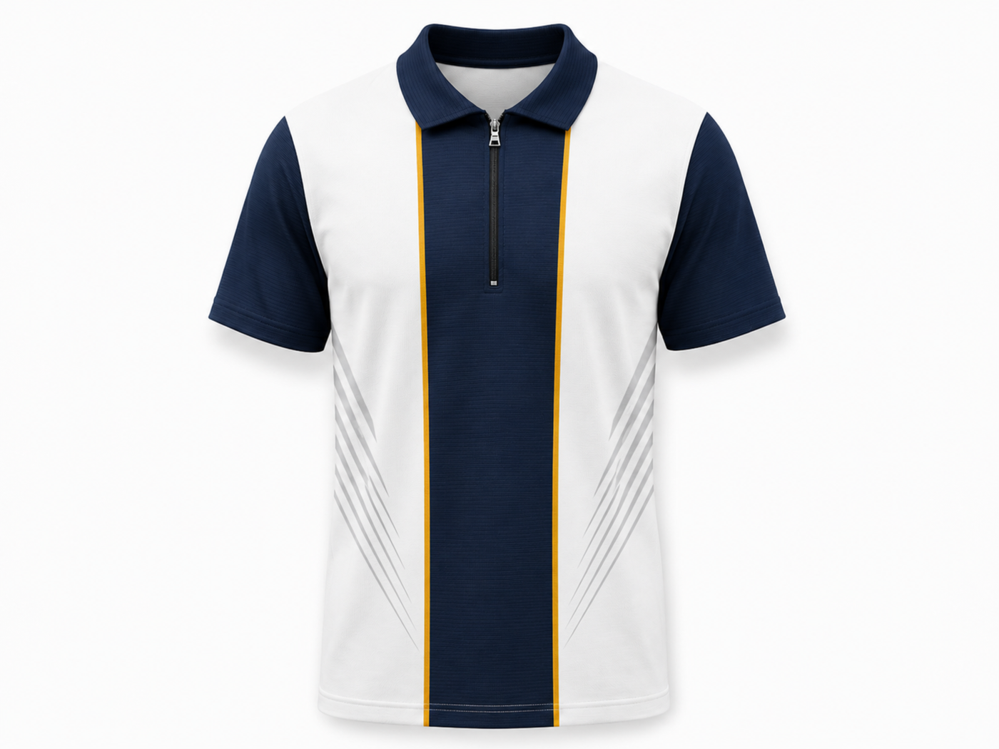 Custom Training and Lifestyle Polo Shirt | Wholesale Gym Team Polo | White Navy Gold | Apparels Bridge