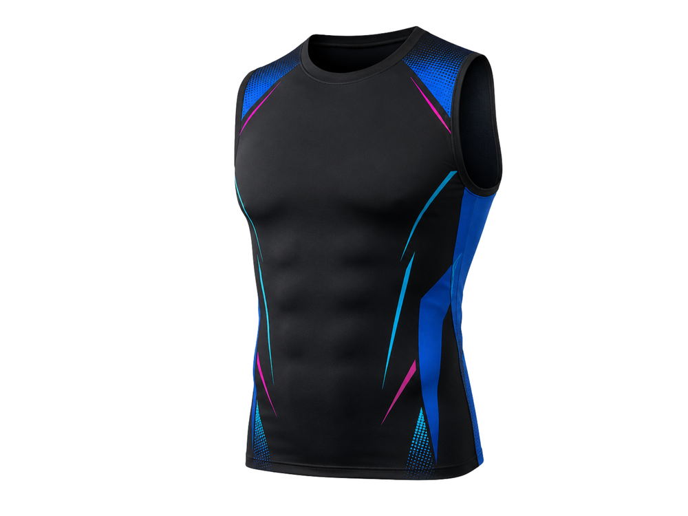 Sleeveless Compression Shirt B2B Training Lifestyle Black Blue Pink front design preview